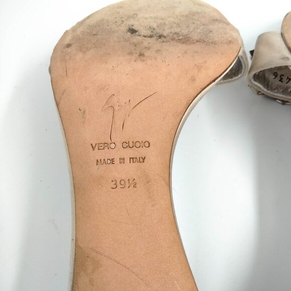 Giuseppe Zanotti Champagne Satin Jeweled Embellished Heels 39.5 9.5 - Picture 12 of 13